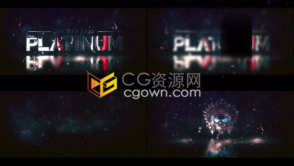 白金质感暴风雨水滴闪光烟雾粒子背景标志LOGO动画-AE模板下载