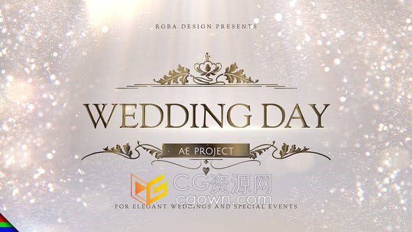 Wedding豪华唯美粒子光效婚礼幻灯片视频相册动画制作-AE模板
