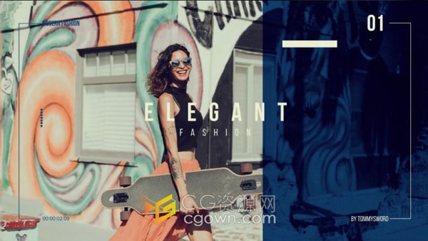 AE模板-滑动切片过渡优雅时尚简洁动态动画时装品牌简短介绍