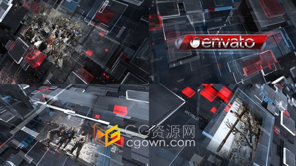 政治新闻视频片头电视频道包装设计动画工程-AE模板