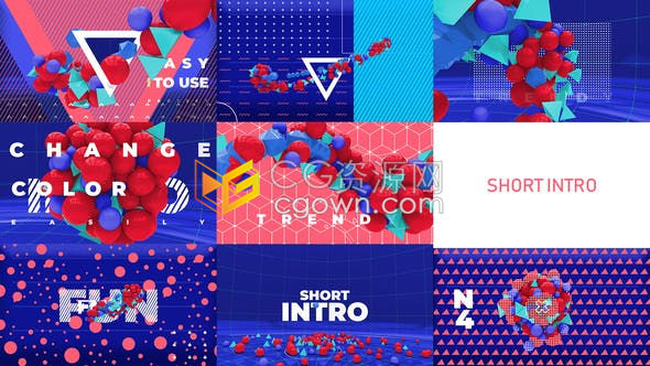多彩图形动画展示电视节目介绍时尚vlog视频包装片头-AE模板下载