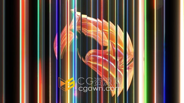 波纹玻璃条形汇聚水晶反射LOGO标志演绎视频片头动画-AE模板