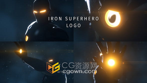 铁超级英雄钢铁侠耀斑光效演绎LOGO动画片头视频-AE模板