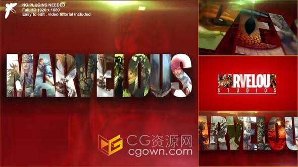 DC电影超级英雄标志风格漫画LOGO动画片头视频-AE模板