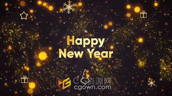 五颜六色烟花闪闪发光粒子金色数字效果倒数开场视频-AE模板