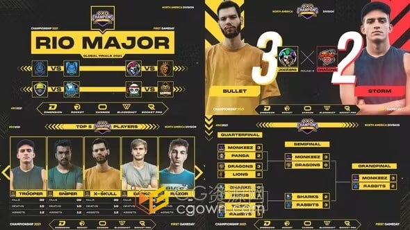 电子竞技游戏直播媒体视频包装制作比赛对抗屏幕团队信息