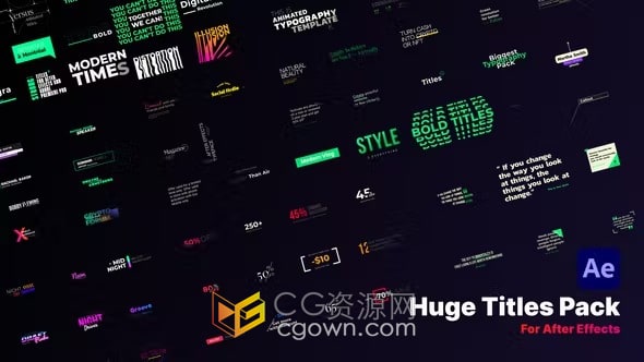 210个动画文字标题13个风格类别应有尽有-AE模板