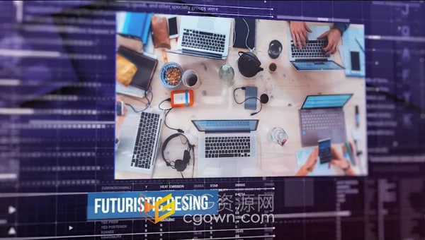 AE模板-3D挤出科技感方屏展示图像视频现代商业宣传片