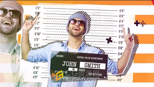 AE模板-恶搞入狱照风格Mugshot快速创意动画介绍开场