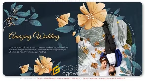 夏威夷婚礼幻灯片照片视频相册动画AE模板套用制作