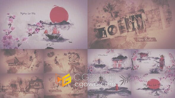 水彩画墨水动画宣传视频片头动画制作工程文件-AE模板