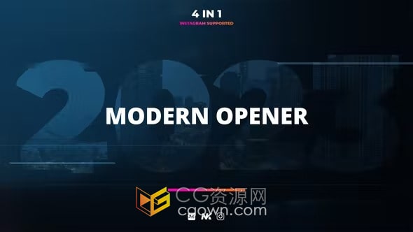 现代动感节奏开场视频片头多种屏幕分辨率尺寸比例-AE模板