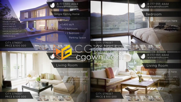 简单干净房地产幻灯片酒店公寓办公室介绍视频房产中介展示宣传-AE模板