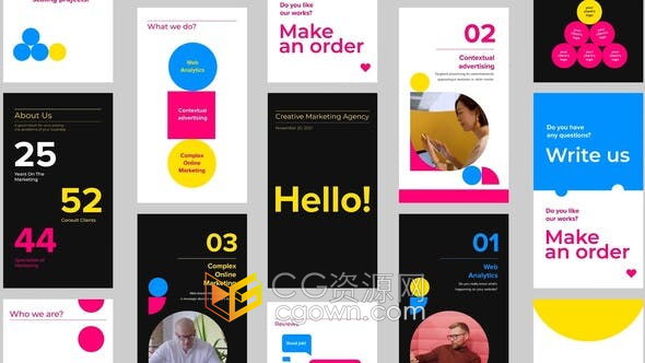 垂直分辨率社交媒体短视频B2B服务动态海报设计效果动画-AE模板