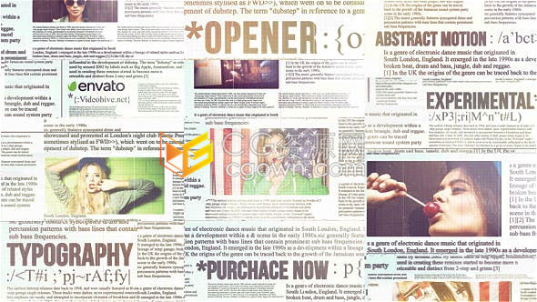 时尚报刊报纸标题抽象版式动画效果展示作品活动预告片-AE模板下载