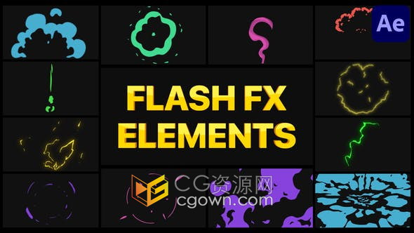 Flash FX Elements卡通闪光效果能量图形动画效果视频-AE模板