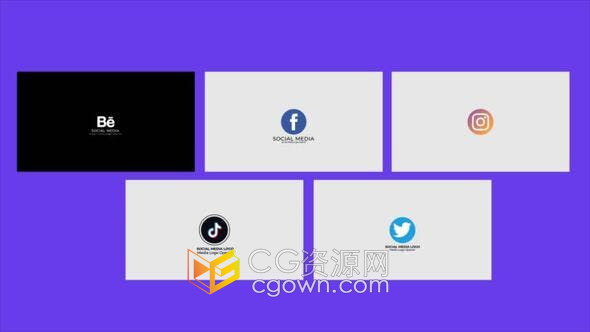 Social Media Logo社交媒体标志图形动画效果视频制作-AE模板