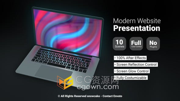 使用Macbook介绍网站Web演示文稿互联网开发网页设计企业宣传-AE模板