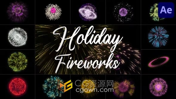 元旦新年春节庆祝烟花特效素材20种效果-AE模板下载