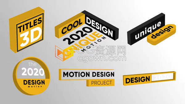 现代独特伪3D文本动画等距标题字幕条动画-AE模板下载