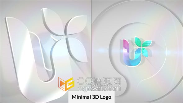 艺术大气白色干净3D LOGO动画视频片头效果-AE模板