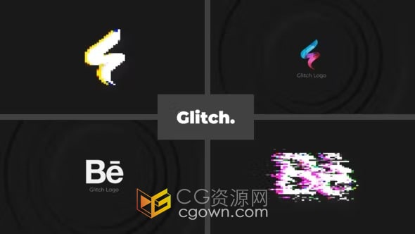 4K分辨率像素化故障特效LOGO动画视频-AE模板