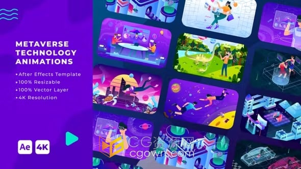 10组元界科技介绍MG动画4K分辨率-AE模板下载