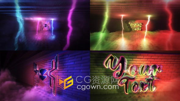 Super Neon Logo超级3D霓虹灯效果标志动画片头视频制作-AE模板