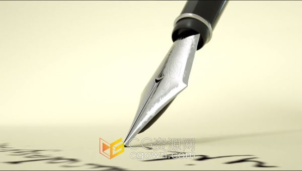 AE模板-动态钢笔动画书本翻页笔尖墨水滴落标志显示LOGO片头