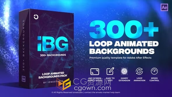 300多种循环动画动态背景视频效果生成器AE模板预设包脚本