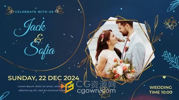 浪漫婚礼幻灯片结婚请柬照片视频相册制作AE模板套用