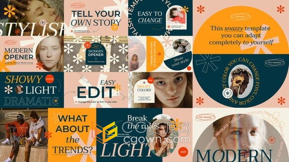 创建动态时尚开场白vlog魅力博主短片海报设计动画视频-AE模板