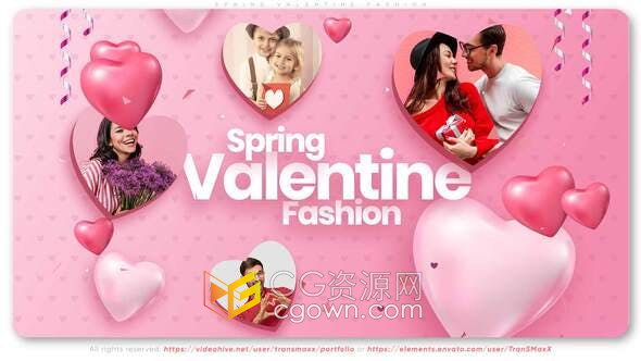春季时尚幻灯片2021年情人节服装广告女性服装店介绍宣传视频-AE模板