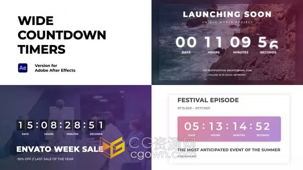 8组设计倒数计时器动画效果制作AE模板下载