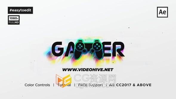 赛博朋克RGB霓虹灯故障LOGO标志动画效果视频制作-AE模板