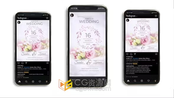 浪漫婚礼请柬介绍动画短视频AE模板使用