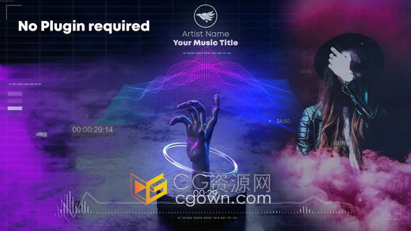 Wave Music Visualizer音乐可视化器视觉波形频率图形动画效果-AE模板
