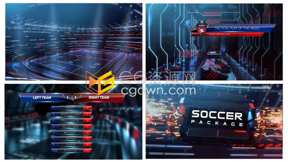 科技感动感活力酷炫的足球比赛体育栏目包装世界杯宣传片头-AE模板下载