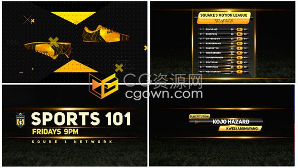 4K专业体育电视节目赛事开幕世锦赛足球田径运动包装片头-AE模板