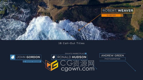 Call-Out Titles 16款呼出线条标注文字标题视频字幕-AE模板
