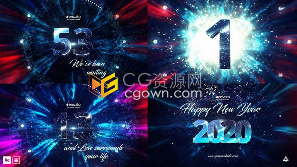 梦幻魔法氛围现代个性倒数2020除夕活动节日派对新年倒计时AE模板免费下载