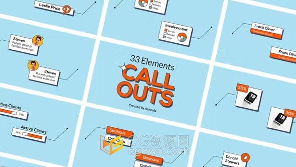 33种卡通呼叫指示线标注介绍文字标题动画AE模板