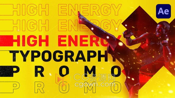 Energy Typography宣传品牌新潮时尚服装运动装备健身计划视频短片-AE模板