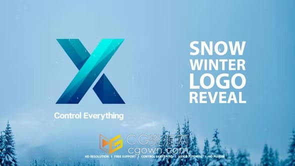 雪花粒子特效汇聚成LOGO动画效果视频-AE模板