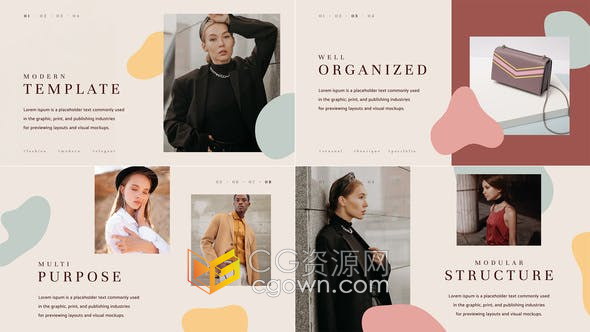 时尚现代演示幻灯片介绍市场宣传图文动画视频制作-AE模板