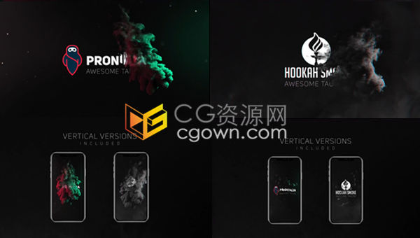 4K动态烟雾云效果炫酷创意浓烟揭示品牌标志LOGO片头-AE模板下载