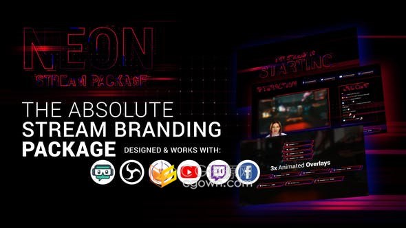 Stream Branding Package游戏交互直播包装视频素材-AE模板