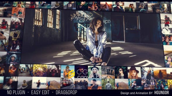 Photo Wall马赛克多屏照片视频墙动画效果视频片头-AE模板