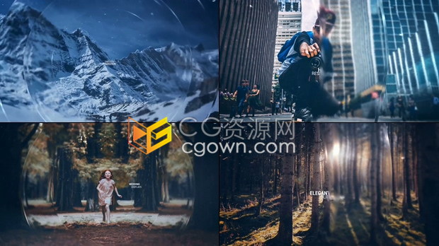 玻璃图形遮罩折射视觉效果相册视频制作婚礼浪漫优雅宣传幻灯片-AE模板免费下载