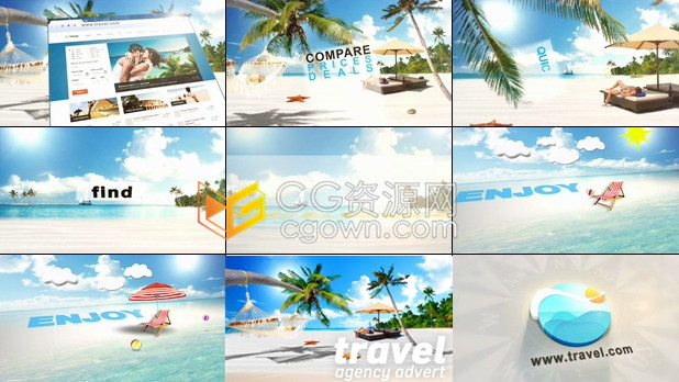 假期旅游世界酒店代理公司宣传广告视频片头旅行社推荐介绍效果-AE模板免费下载